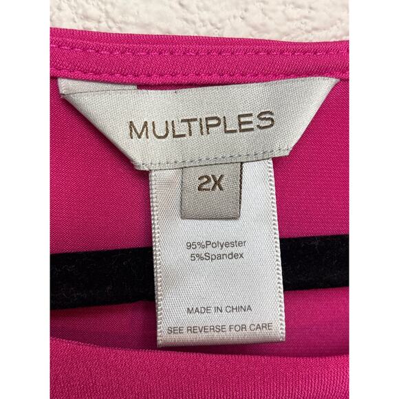 Multiples Women's Black & Pink Tunic 3/4 Bell Sleeve Size Plus Size 2X - Picture 4 of 8